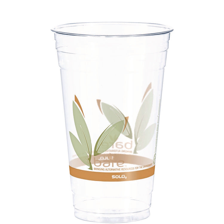 Bare Eco-Forward RPET Cold Cups, 24 oz, Plastic, Clear/Green/Orange, 50/Pack, 12 Packs/Carton