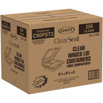 ClearSeal Hinged-Lid Plastic Containers, 8.25 x 8.25 x 3, Clear, Plastic, 125/Pack, 2 Packs/Carton
