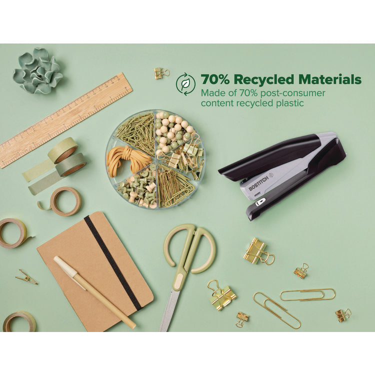 InPower One-Finger Eco-Friendly Desktop Stapler, 25-Sheet Capacity, Black/Gray