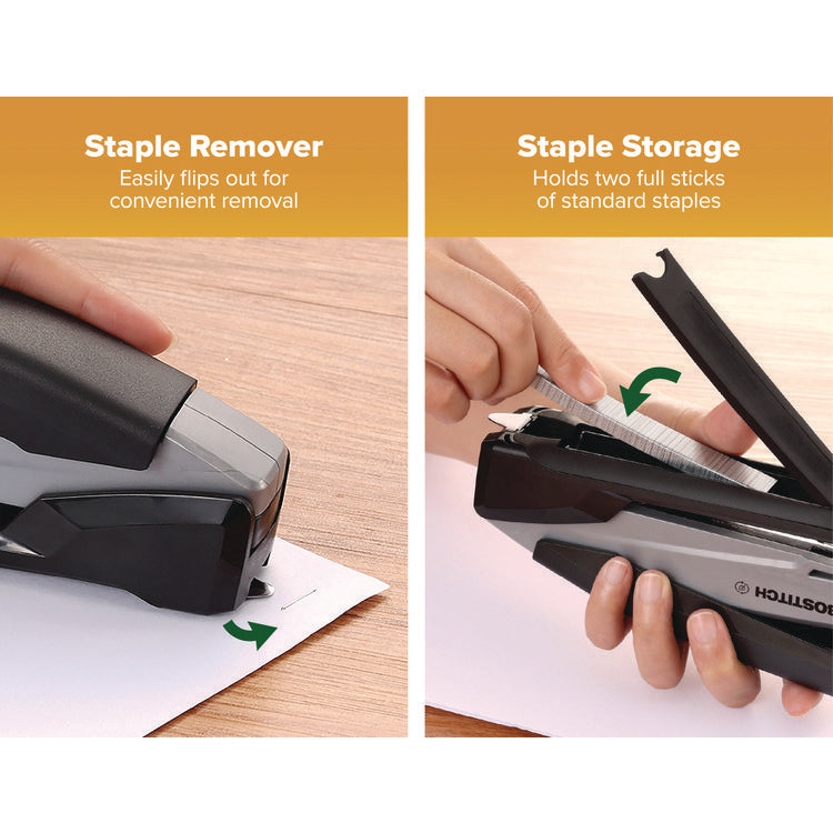 InPower One-Finger Eco-Friendly Desktop Stapler, 25-Sheet Capacity, Black/Gray