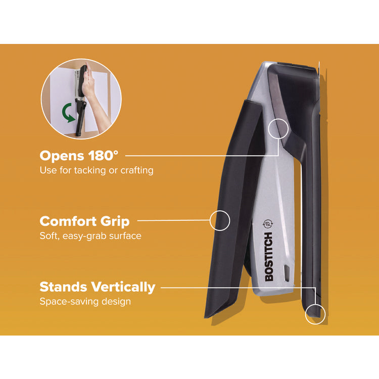 InPower One-Finger Eco-Friendly Desktop Stapler, 25-Sheet Capacity, Black/Gray