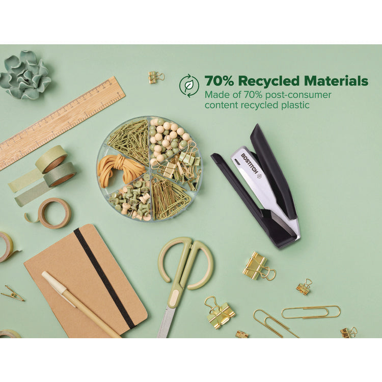 inPOWER+28 Executive One-Finger 3-in-1 Eco-Friendly Desktop Stapler, 28-Sheet Capacity, Black/Silver