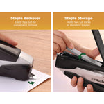 inPOWER+28 Executive One-Finger 3-in-1 Eco-Friendly Desktop Stapler, 28-Sheet Capacity, Black/Silver