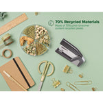 InJoy One-Finger 3-in-1 Eco-Friendly Compact Stapler, 25-Sheet Capacity, Black