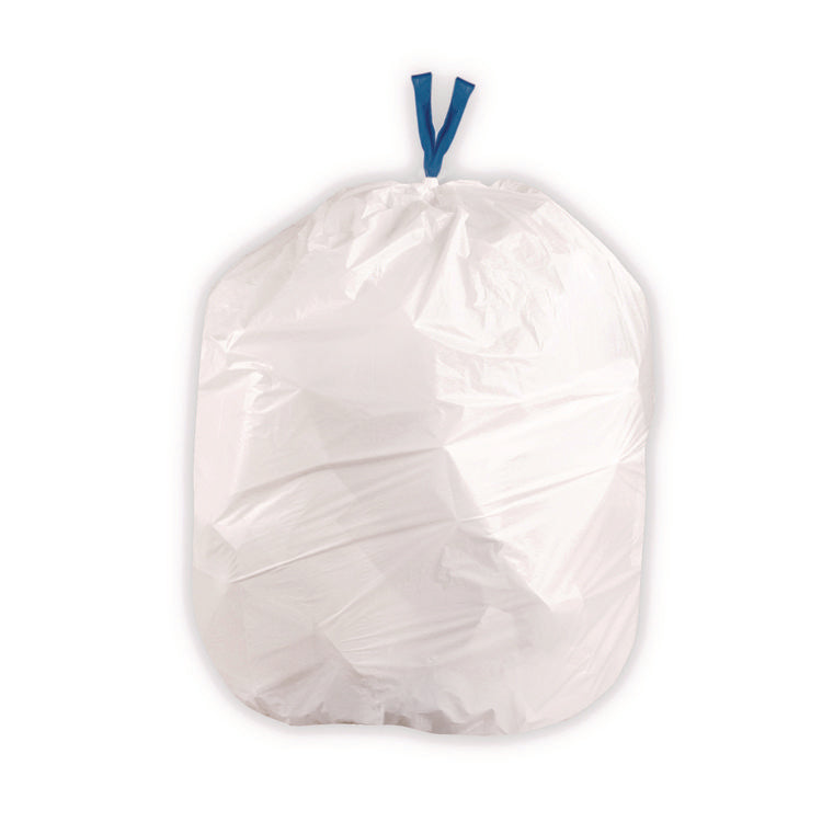 Drawstring Trash Bags, Drawstring, 13 gal, 24" x 28", White, 40 Bags/Roll, 2 Rolls/Box