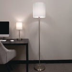 Slim Line Lamp Set, Table 12.63" High and Floor 61.5" High, Silver