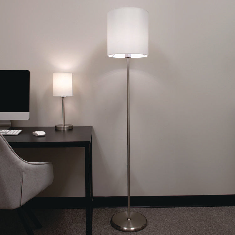 Slim Line Lamp Set, Table 12.63" High and Floor 61.5" High, Silver