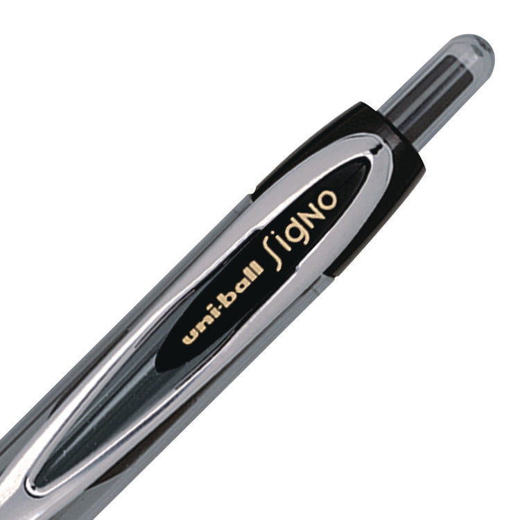 Signo 207 Gel Pen, Retractable, Fine 0.5 mm, Black Ink, Smoke/Black Barrel, 4/Pack