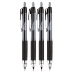 Signo 207 Gel Pen, Retractable, Fine 0.5 mm, Black Ink, Smoke/Black Barrel, 4/Pack