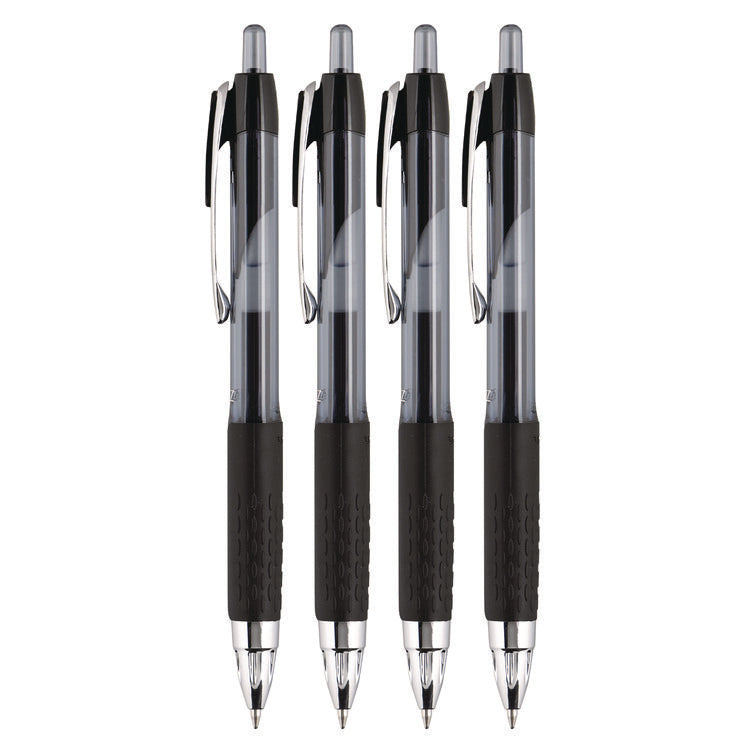 Signo 207 Gel Pen, Retractable, Fine 0.5 mm, Black Ink, Smoke/Black Barrel, 4/Pack