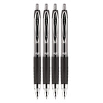 Signo 207 Gel Pen, Retractable, Fine 0.5 mm, Black Ink, Smoke/Black Barrel, 4/Pack