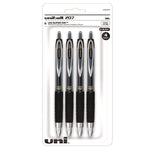 Signo 207 Gel Pen, Retractable, Fine 0.5 mm, Black Ink, Smoke/Black Barrel, 4/Pack