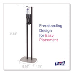 ES10 Dispenser Floor Stand with Automatic Hand Sanitizer Dispenser, 15.56 x 11.75 x 51.82, Graphite
