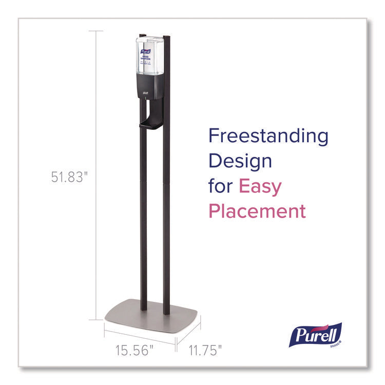 ES10 Dispenser Floor Stand with Automatic Hand Sanitizer Dispenser, 15.56 x 11.75 x 51.82, Graphite