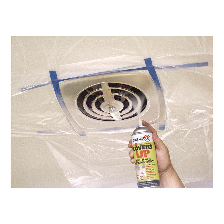 Covers Up Ceiling Paint and Primer, Interior, Flat White, 13 oz Aerosol Can, 6/Carton