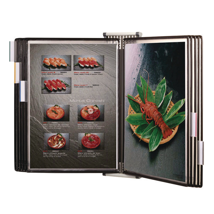 Wall Unit Reference Starter Set with Antimicrobial Display Pockets, 10 Panels with Black Borders, White Base