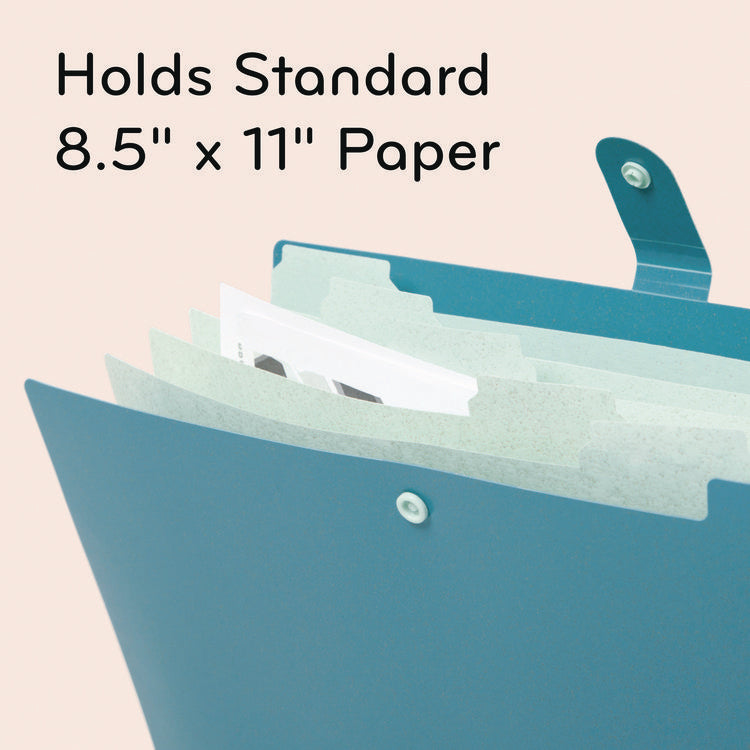 U-Eco Six-Pocket Expandable Folder, 4.5" Expansion, 6 Sections, Snap Button Closure, 1/6-Cut Tabs, Letter Size, 3/Pack