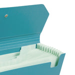 U-Eco 13-Pocket Expandable File, 9.75" Expansion, 13 Sections; Button/Elastic Closure, 1/12-Cut Tabs, Letter Size, Ocean