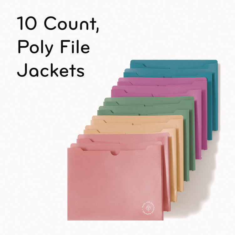 U-Eco Poly File Jackets, Straight Tab, Letter Size, Assorted, 10/Pack
