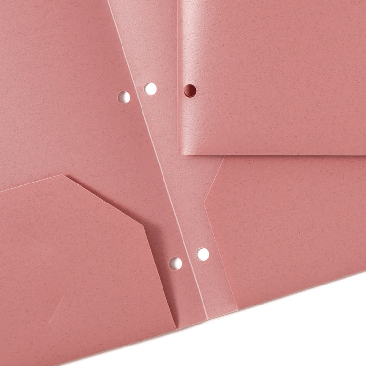 U-Eco Poly Two-Pocket Folders, Three-Hole Punched, Poly/Wheat Straw, 11 x 8.5, Assorted,12/Pack