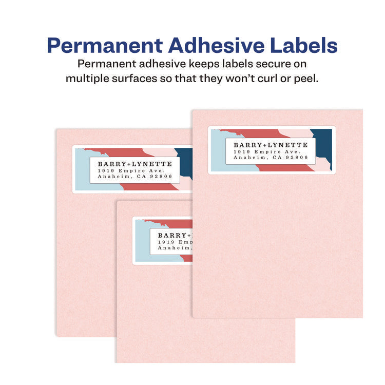 Glossy White Easy Peel Mailing Labels W/ Sure Feed Technology, Laser Printers, 1 X 2.63, White, 30/sheet, 25 Sheets/pack