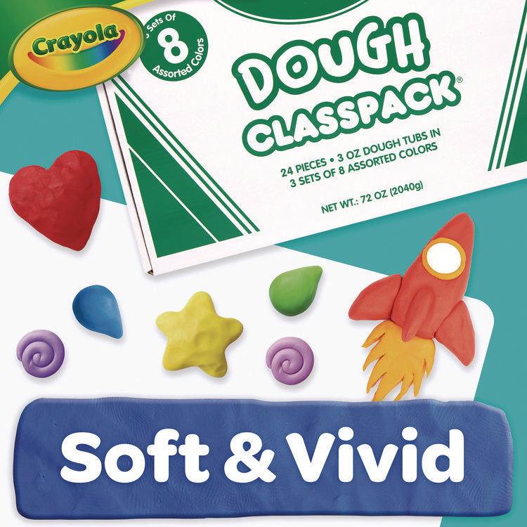Dough Classpack, 3 Oz, 8 Assorted Colors, 24/pack