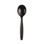 Individually Wrapped Heavyweight Soup Spoons, 5.75", Plastic, Black, 1,000/Carton