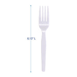Mediumweight Polystyrene Cutlery, Fork, Plastic, White, 100/Box, 10 Boxes/Carton