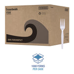 Mediumweight Polystyrene Cutlery, Fork, Plastic, White, 100/Box, 10 Boxes/Carton