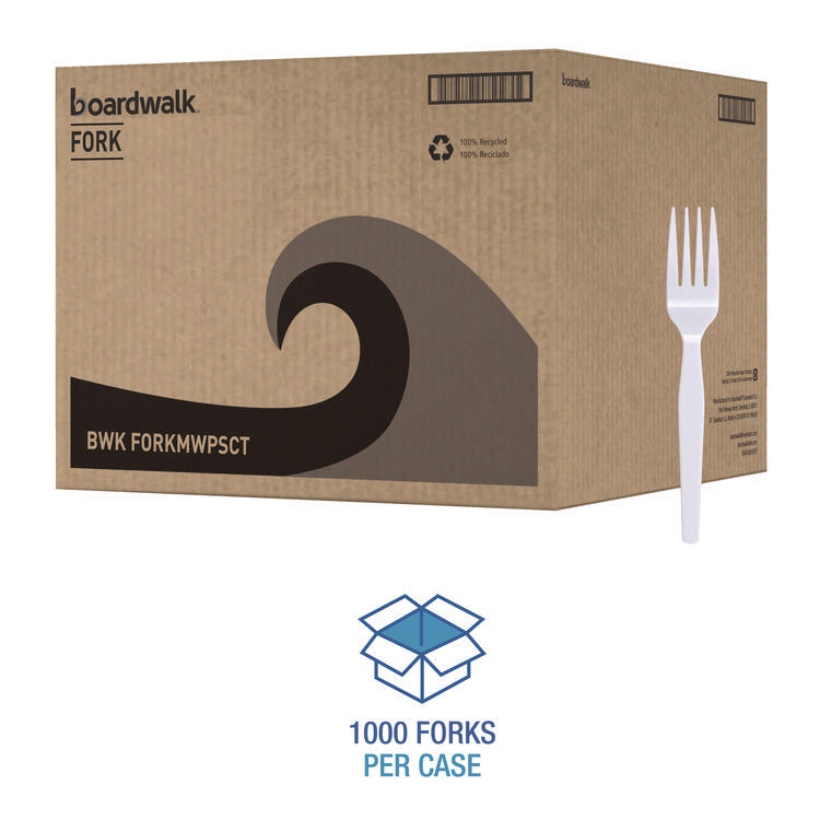 Mediumweight Polystyrene Cutlery, Fork, Plastic, White, 100/Box, 10 Boxes/Carton