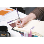 Round Stic Grip Xtra Comfort Ballpoint Pen, Easy-Glide System, Stick, Medium 1.2 mm, Purple Ink, Gray/Purple Barrel, Dozen