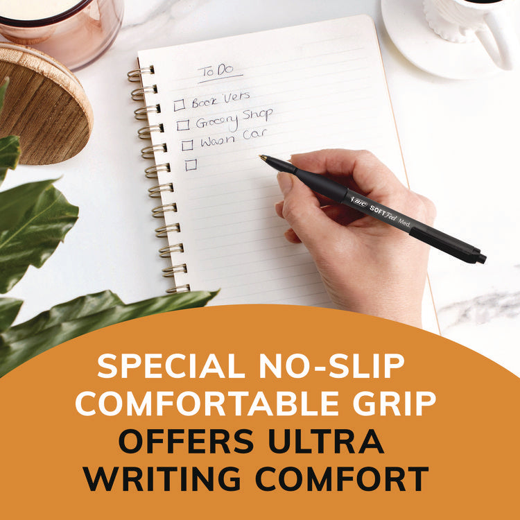 Soft Feel Ballpoint Pen Value Pack, Retractable, Medium 1 Mm, Black Ink, Black Barrel, 36/pack