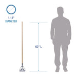 Quick Change Metal Head Mop Handle for No. 20 and Up Heads, 62" Wood Handle