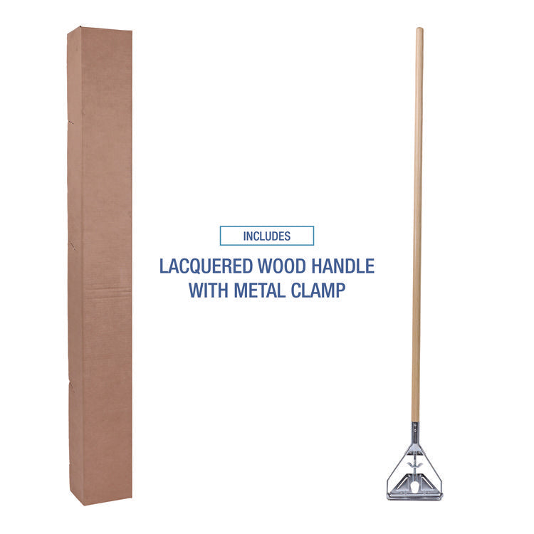 Quick Change Metal Head Mop Handle for No. 20 and Up Heads, 62" Wood Handle