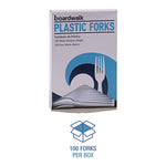 Mediumweight Polystyrene Cutlery, Fork, Plastic, White, 100/Box, 10 Boxes/Carton