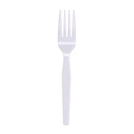 Mediumweight Polystyrene Cutlery, Fork, Plastic, White, 100/Box, 10 Boxes/Carton
