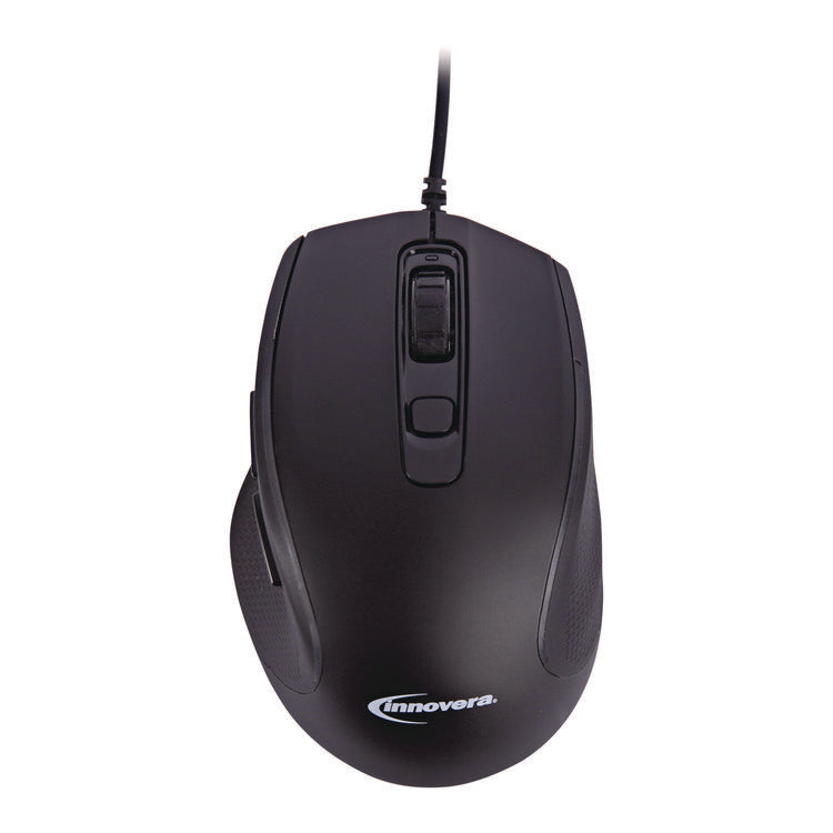 Full-Size Wired Optical Mouse, Usb 2.0, Right Hand Use, Black