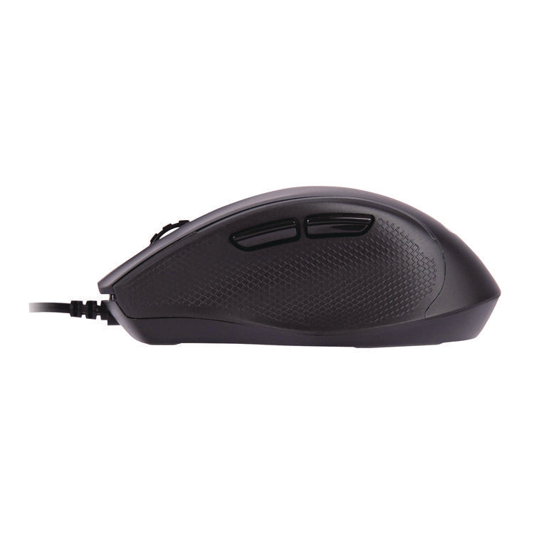 Full-Size Wired Optical Mouse, Usb 2.0, Right Hand Use, Black