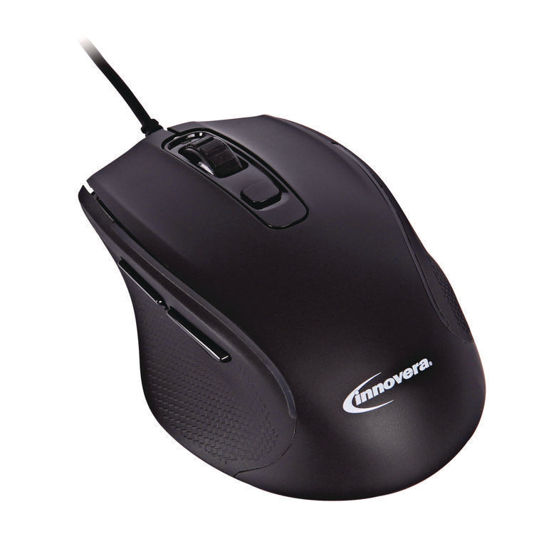 Full-Size Wired Optical Mouse, Usb 2.0, Right Hand Use, Black
