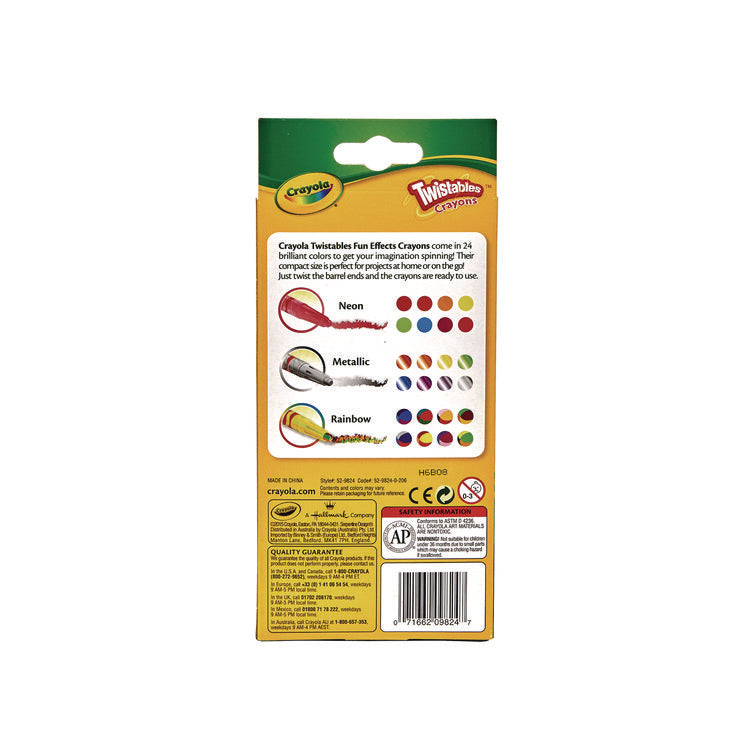 Twistables Mini Crayons, Fun Effects, Assorted, 24/Pack