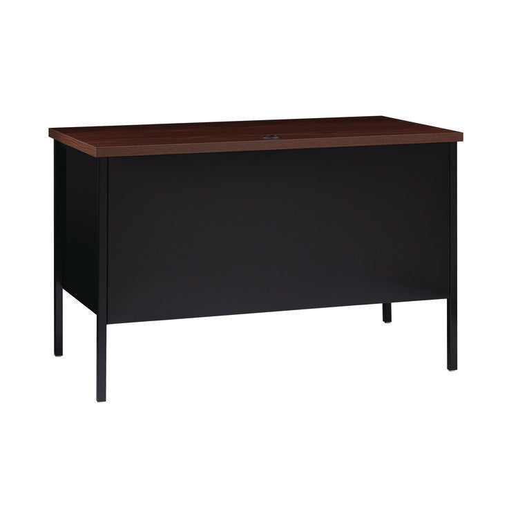 Single Pedestal Steel Desk, 45" x 24" x 29.5", Mocha/Black, Black Legs