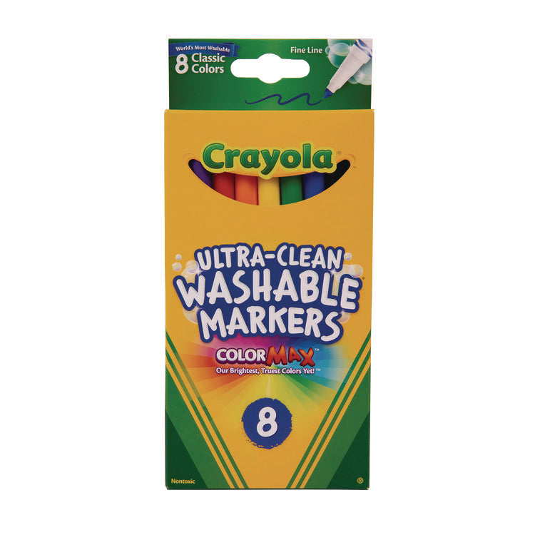 Ultra-Clean Washable Markers, Fine Bullet Tip, Assorted Colors, 8/pack