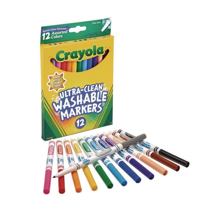 Ultra-Clean Washable Markers, Fine Bullet Tip, Assorted Colors, Dozen
