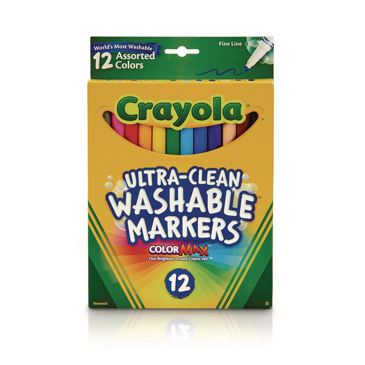 Ultra-Clean Washable Markers, Fine Bullet Tip, Assorted Colors, Dozen