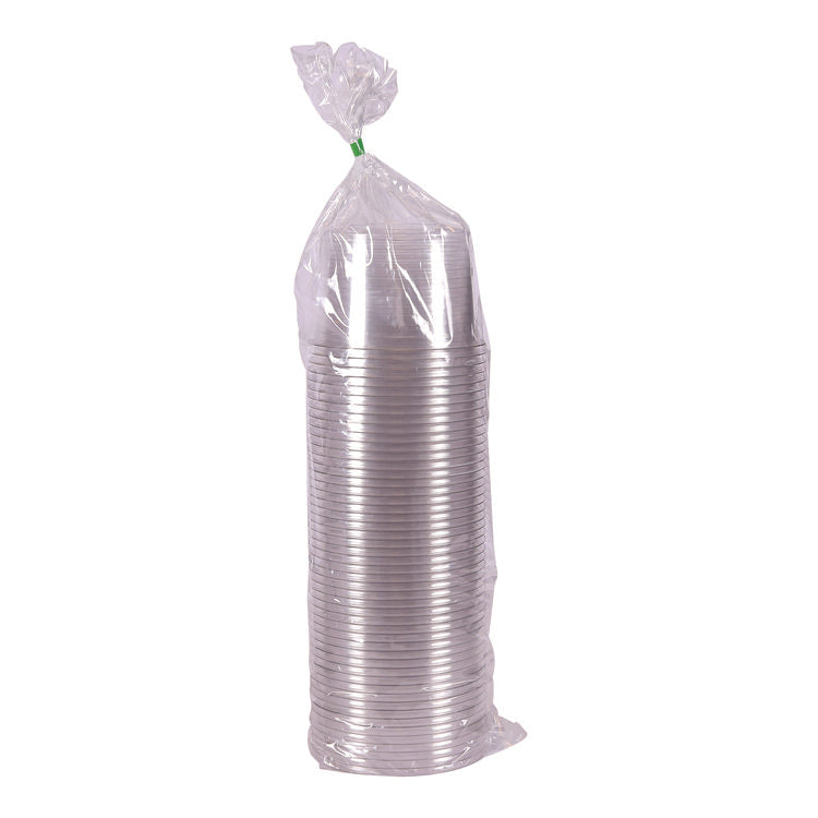 Renewable and Compostable Round Deli Containers, 16 oz, 4.63" Diameter x 3.06" h, Clear, Plastic, 50/Pack, 10 Packs/Carton