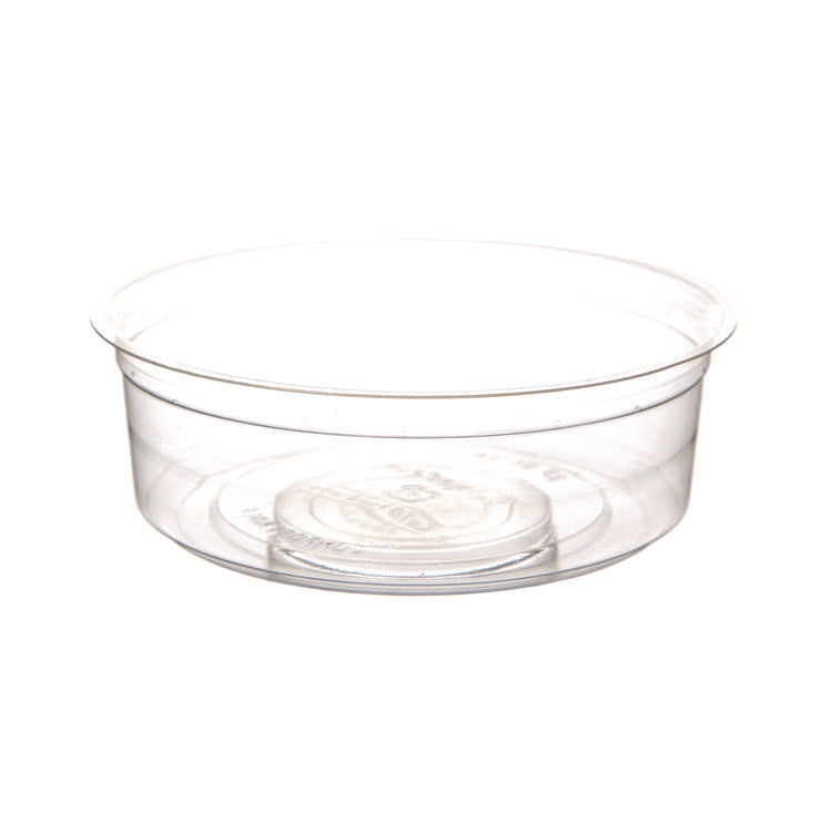 Renewable and Compostable Round Deli Containers, 8 oz, Clear, Plastic, 50/Pack, 10 Packs/Carton