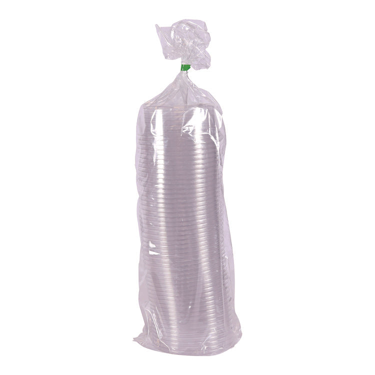 Renewable and Compostable Round Deli Containers, 8 oz, Clear, Plastic, 50/Pack, 10 Packs/Carton