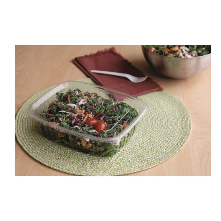 Renewable and Compostable Rectangular Deli Containers, 48 oz, 8 x 6 x 2, Clear, Plastic, 50/Pack, 4 Packs/Carton