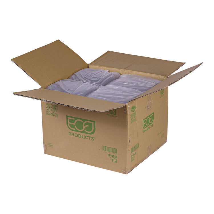 Renewable and Compostable Rectangular Deli Containers, 48 oz, 8 x 6 x 2, Clear, Plastic, 50/Pack, 4 Packs/Carton