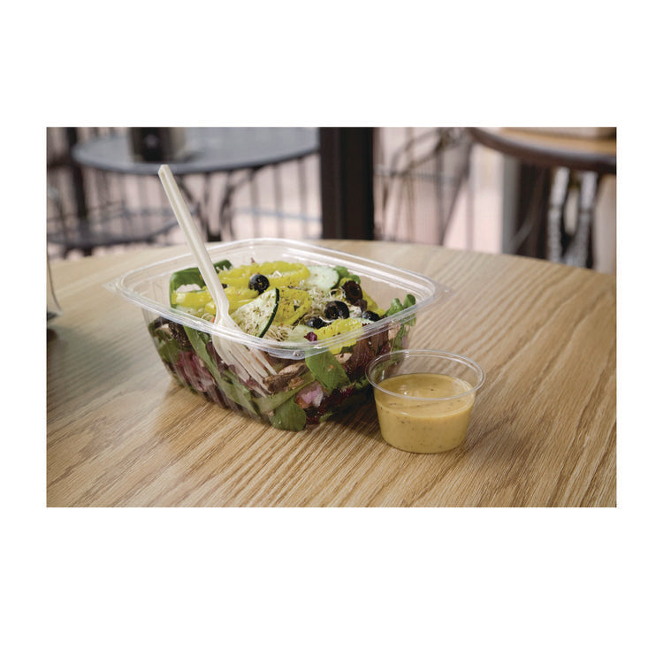 Renewable and Compostable Rectangular Deli Containers, 32 oz, 7.5 x 6.5 x 3, Clear, Plastic, 50/Pack, 4 Packs/Carton